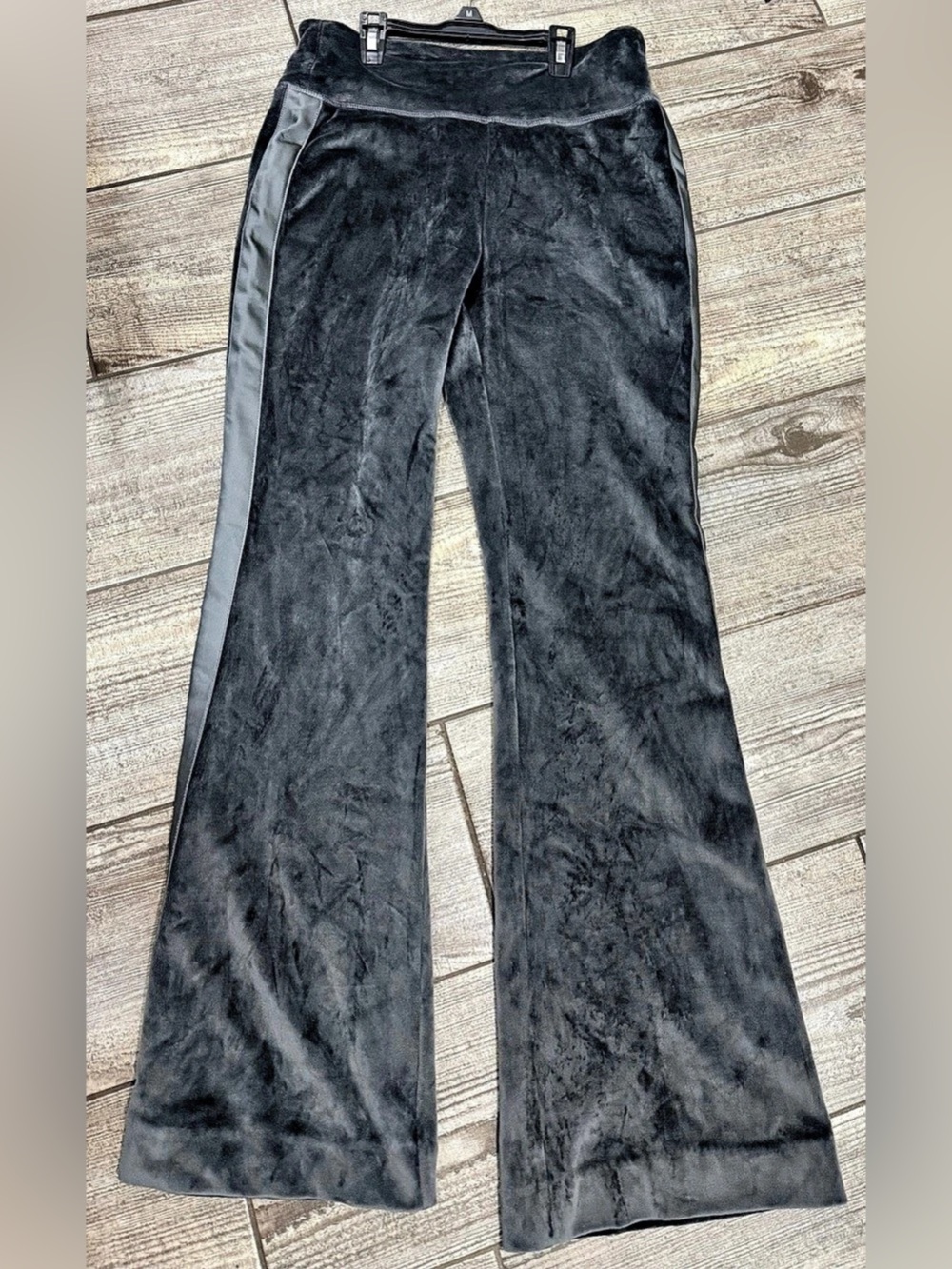 The Skinny Boot Wide Leg velour Pants Black Size 8S Like New